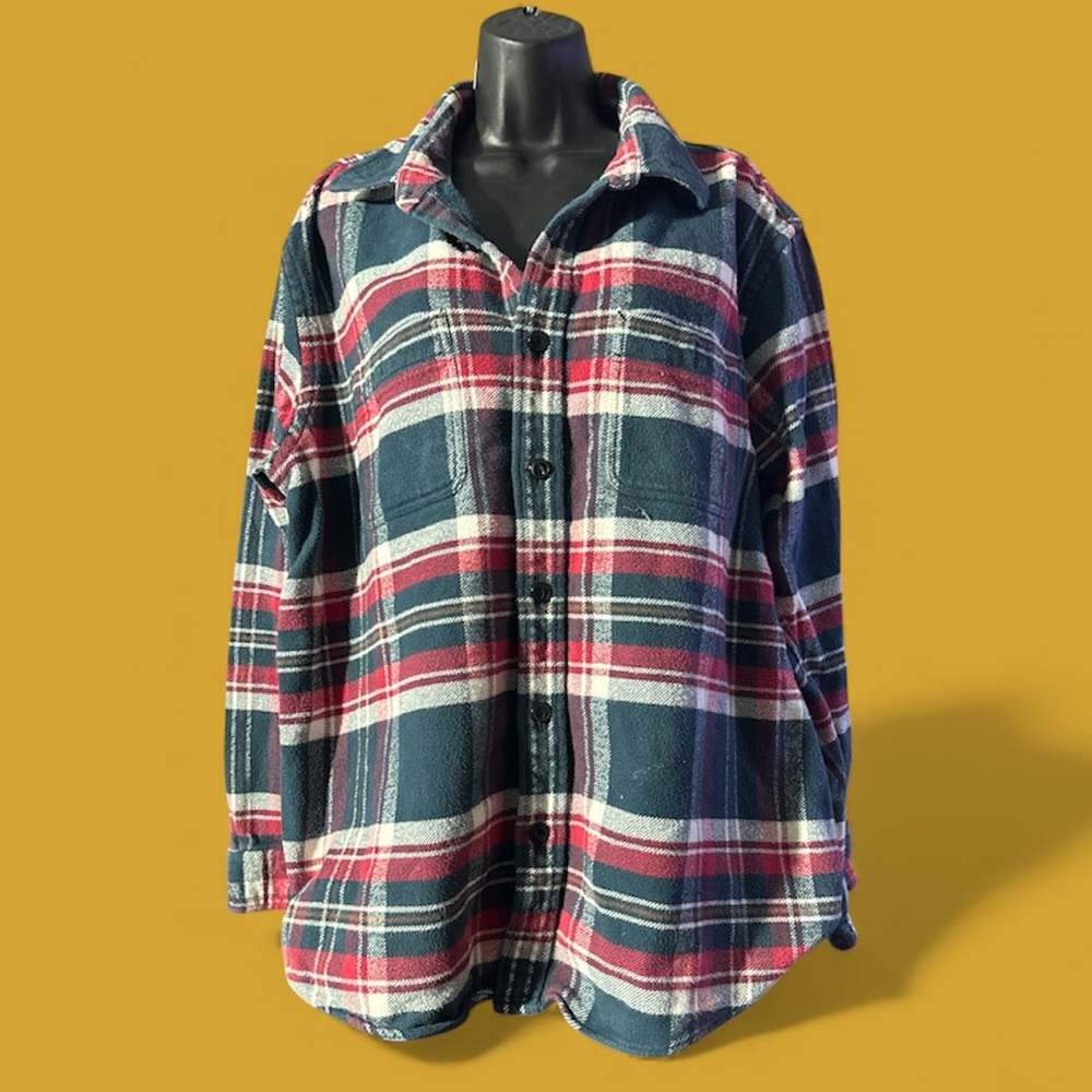 Brooks Brothers Red, White and Blue Plaid OverShirt- Size XL